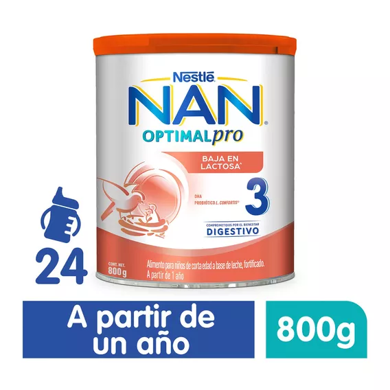 Leche de fórmula en polvo Nestlé Nan Optimal Pro 3 baja en lactosa en lata 800g