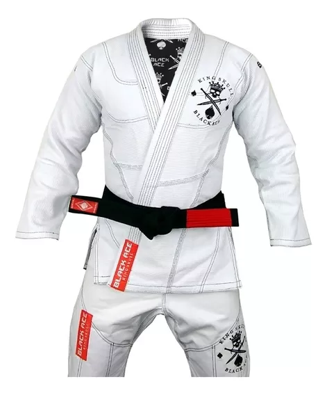 Kimono Black Ace King Skull - Branco