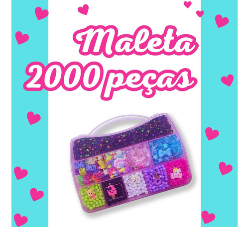 Brinquedo Miçangas Montar Pulseiras Infantil Maleta 2000 Pçs