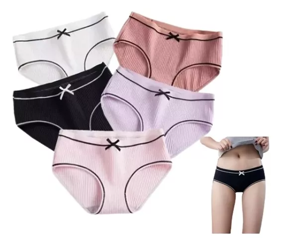 Conjunto De 5 Piezas De Bragas Sexy Con Lazo De Algodón