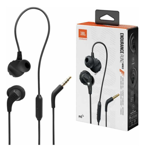 Fone De Ouvido Jbl Endurance Run2 Cable Prova D'água Preto