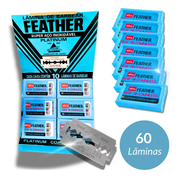 Lâminas De Barbear Profissional Feather Inox Platinum One.