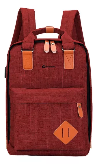 Mochila Escolar Para Laptop Antirrobo 3 Piezas Casual Viaje Color Rojo