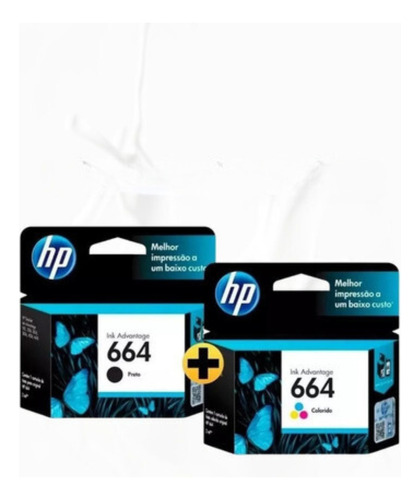 Kit 2 Cartuchos Hp 664 Preto E Hp 664 Colorido Hp 2676 ,3636