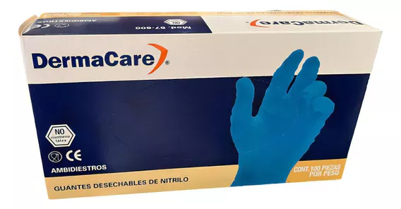 Guante Desechable Nitrilo Azul Dermacare C/100 Pza Grande Talla CH