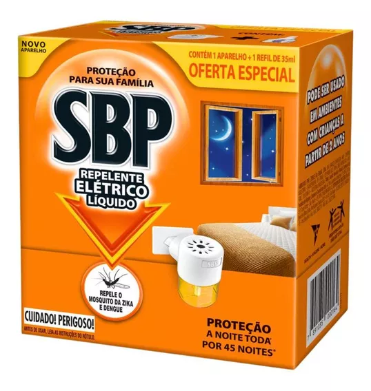 Repelente Elétrico Líquido Sbp Aparelho + Refil De 35ml