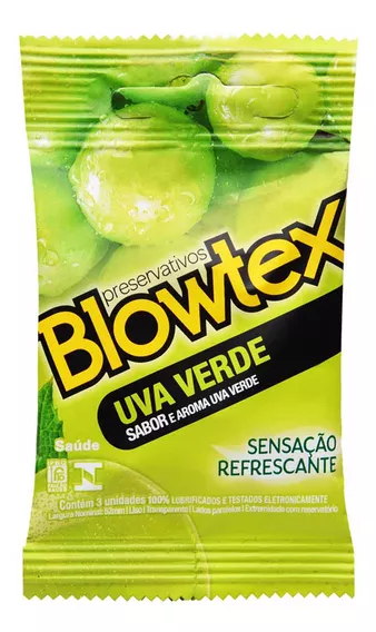 Preservativo Sabor Uva Verde 3 Unidades Blowtex