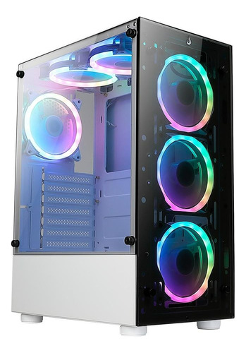 Gabinete Rise Mode 06x Glass Branco Incluso 6 Fans Led Argb