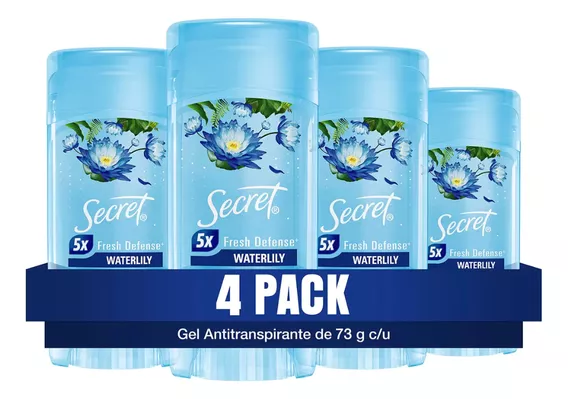 Antitranspirante Gel Secret Waterlily 4 Piezas De 73g C/u