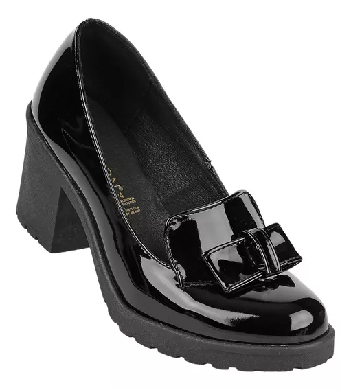 Zapatilla Tacón Mujer Negro Tipo Charol Stfashion 18203704