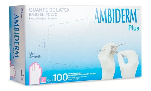 Guantes descartables Ambiderm Plus color rosa talle S de látex con polvo x 100 unidades