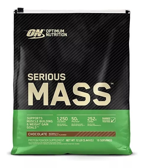 Suplemento Optimum Nutrition Serious Mass sabor chocolate de 5.44kg