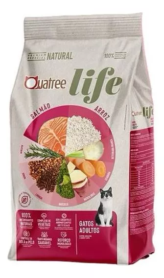 Quatree Life ração gato adultos sabor salmão e arroz 3kg