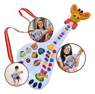 Guitarra Brinquedo Animais Crianças Menino Menina Sons Led