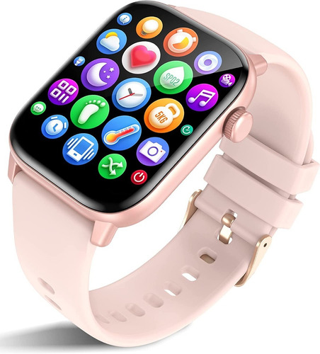 Smartwatch Cuadrado Sumergible Rosa Nictom Nt14 Malla Metal Reloj Inteligente Dos Mallas