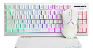 Kit Teclado Mouse Mousepad Gamer Marvo Cm310 Sp Blanco Luz