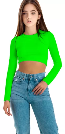 Blusa Crop Top Niñas Manga Larga