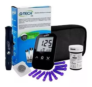 Aparelho De Glicemia G-tech Lite Kit C/ 10 Lancetas 10 Tiras