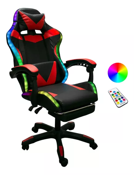 Silla de escritorio Titano SGCRPLED01BL gamer ergonómica  negra y roja con tapizado de pvc