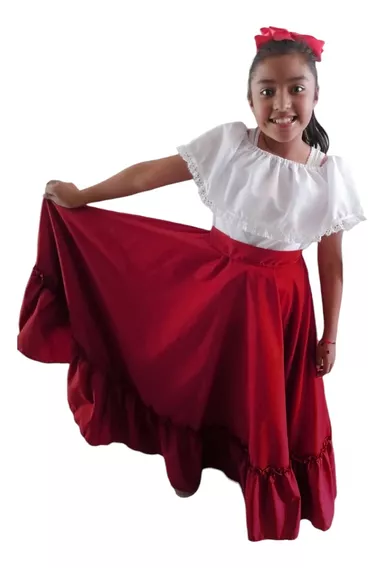 Conjunto Básico De Danza Folklórica Blusa Y Falda Circular