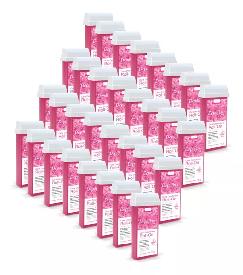 Kit 24 Cera Roll-on Depilatória Rosa Hidrata Refil Depilflax