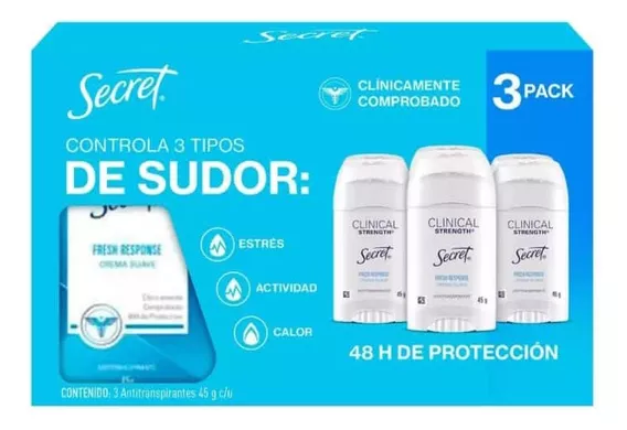 Antitranspirante En Crema Secret Clinical 3 Pzas De 45 G