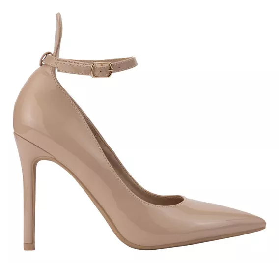 Zapatilla Pulsera Puntal Tacon Alto Nude Mujer 8268