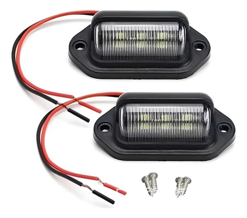 2 Luz De Placa Carro 6 Leds Caminhão Carretinha 12v 24v