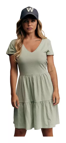 Vestido Casual Cuello V Holly Land Verde Para Mujer 2106