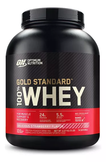 Suplemento Optimum Nutrition Proteína Gold Standard 100% Whey sabor delicious strawberry de 2.27kg