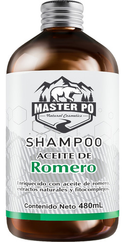 Shampoo MASTER PO Limpieza y Revitalización REGENERADOR CELULAR CAPILAR ROMERO REVITALIZANTE de aceite esencial de romero en botella de 480mL de 500g por 1 unidad