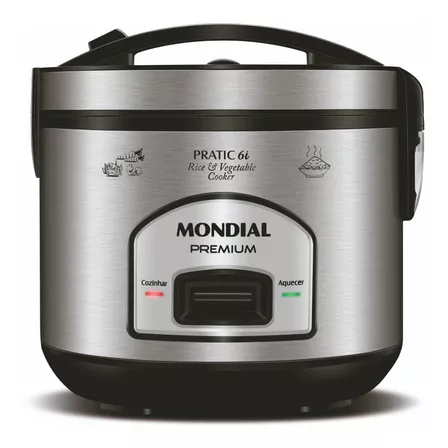 Panela Elétrica De Arroz Mondial 6 Xícaras Pe-43 Inox 110v