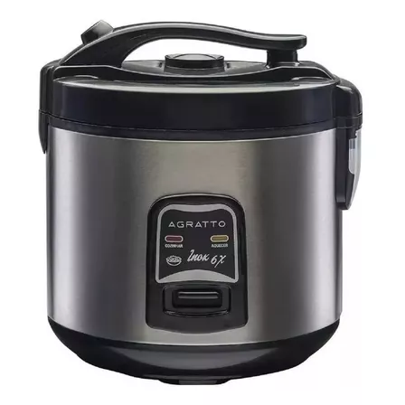 Panela Elétrica de Arroz e Legumes 6 Xícaras 220V Antiaderente 400W Arrozeira Inox Agratto