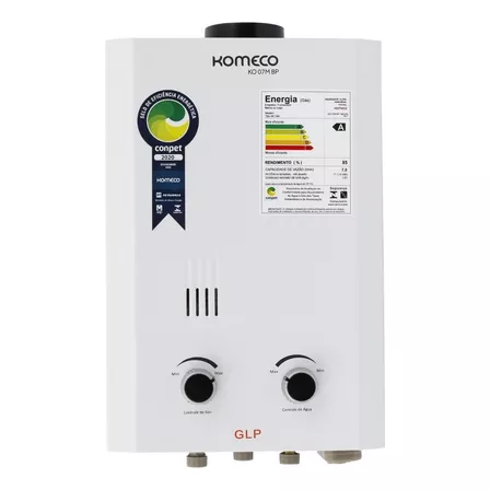 Aquecedor A Gás 7 Litros Komeco Gn Natural 07m Cor Branco PILHAS