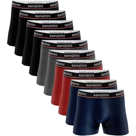 Kit 10 Cueca Boxer 100% Algodão Box Atacado Masculina Preta 