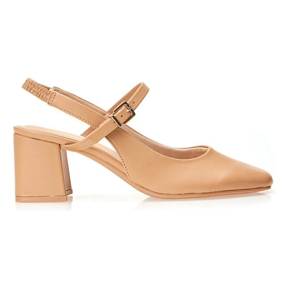 Sapato Casual Feminino Slingback Salto Bloco Médio Ramarim 