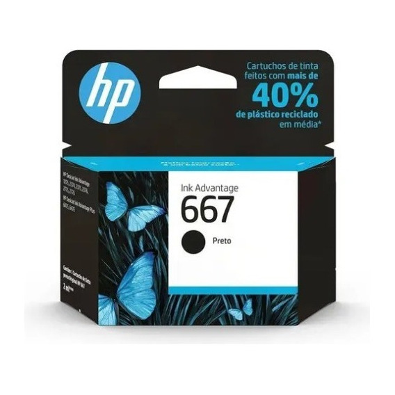 Cartucho De Tinta Hp 667 Cor Preto Do 2 Ml