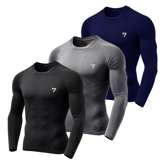 Kit 3 Camisetas Térmicas Masculina Segunda Pele Camisa Uv50-