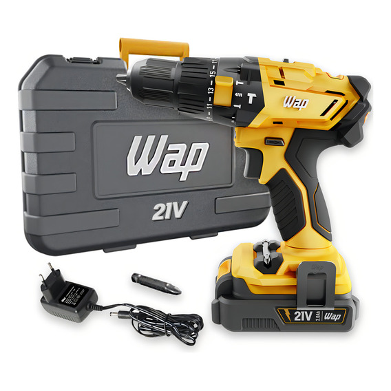 Parafusadeira E Furadeira Impacto Wap K21 Id02 21v 3/8 Cor Amarelo Frequência 50/60 Hz 110V/220V