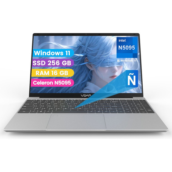 Laptop 15.6in Notebook Intel Celeron N5095 16g Ram 256g Ssd Color Plateado