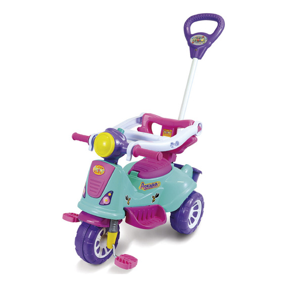 Triciclo Passeio Infantil Maral Avespa com Empurrador Rosa 