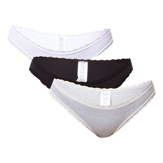 Kit Com 03 Calcinhas Feminina Tanga Algodão Elastano Hering