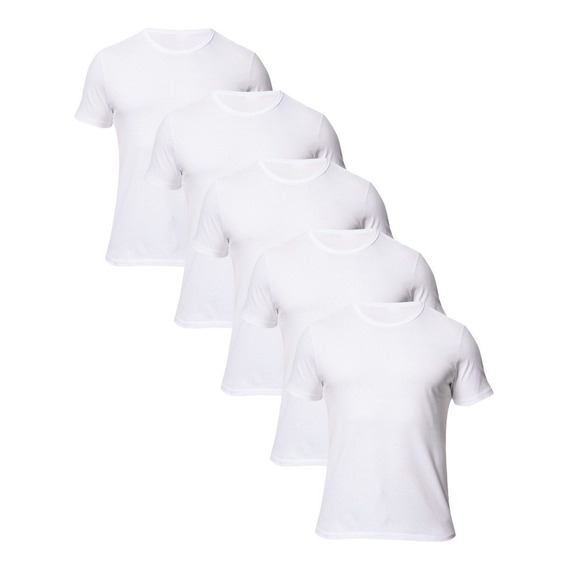 Kit 5 Camisetas Básicas Masculinas Algodão Branca Hering 
