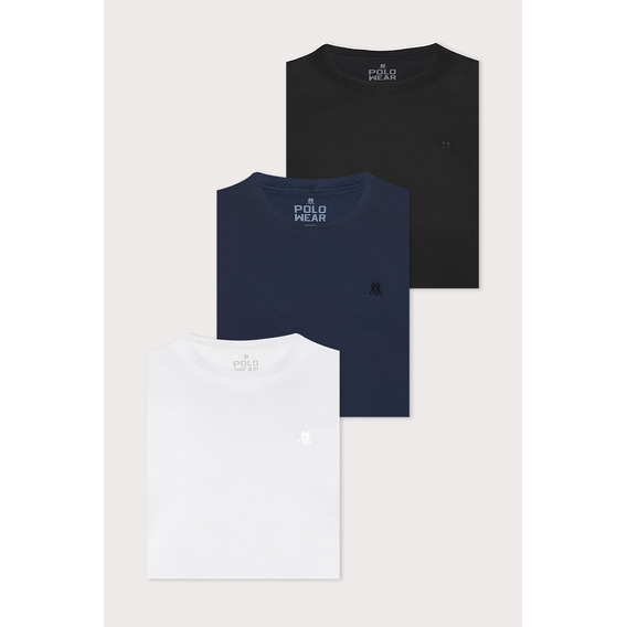 Kit 3 Camisetas Masculinas 100% Algodão Polo Wear Sortido