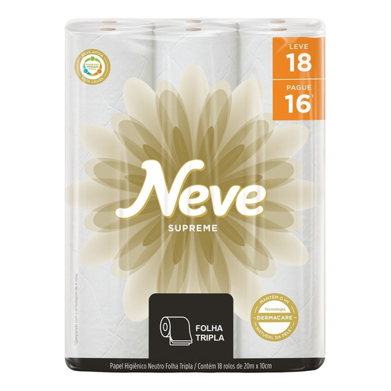 Papel Higiênico Supreme Folha Tripla Com 18 Rolos Neve