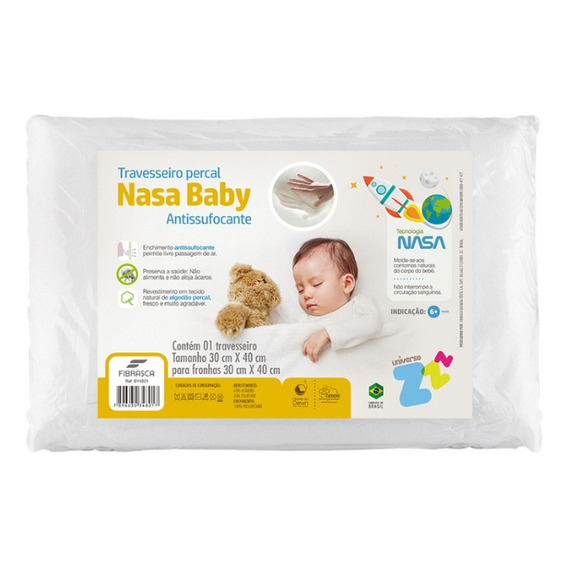 Travesseiro Para Bebê Antissufocante Nasa Infantil Fibrasca