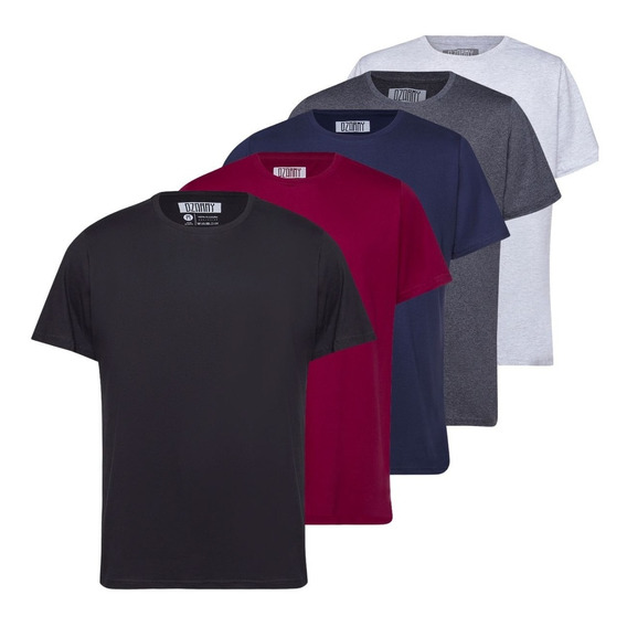 Kit 5 Camiseta Basica Masculina Slim Fit 100%algodão Premium