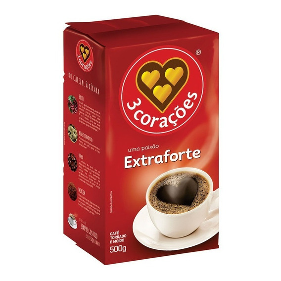 Café Torrado e Moído a Vácuo Extraforte Pacote 500g 3 Corações