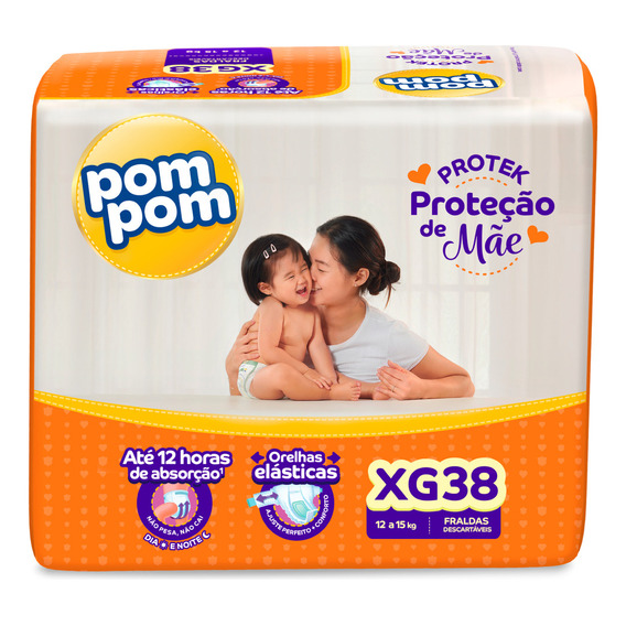 Fralda Pom Pom Protek Proteção De Mãe Mega Xg 38 Unidades Gênero Sem gênero