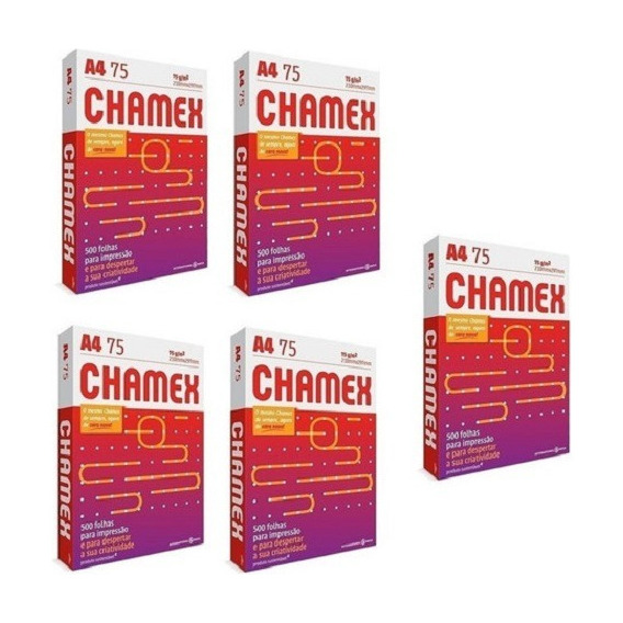 Papel Sulfite Chamex A4 75g Caixa 5 Pacotes - 2500 Folhas